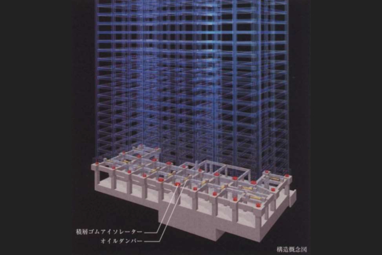 ザ・青葉通レジデンスの中間免震構造概念図